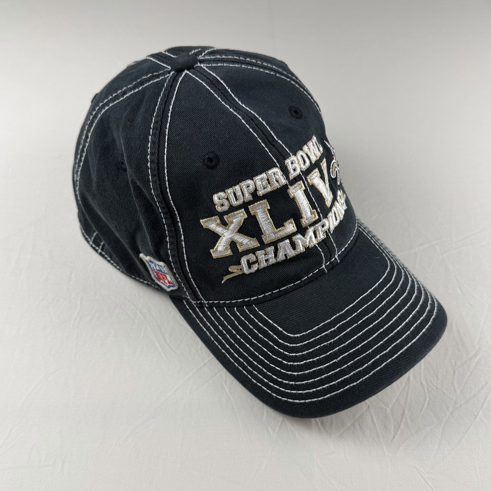 New‎ Era Saints Super Bowl XLIV Hat Stretchy Rebok Black Ball Cap